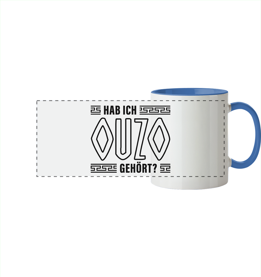 Hab ich Ouzo gehört? - Panorama Tasse zweifarbig