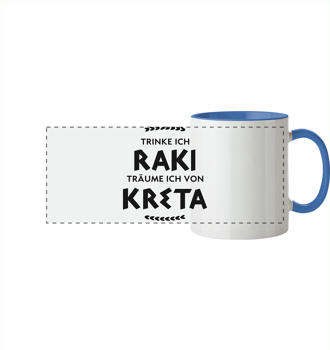Trinke ich Raki träume ich von Kreta - Panorama Tasse zweifarbig