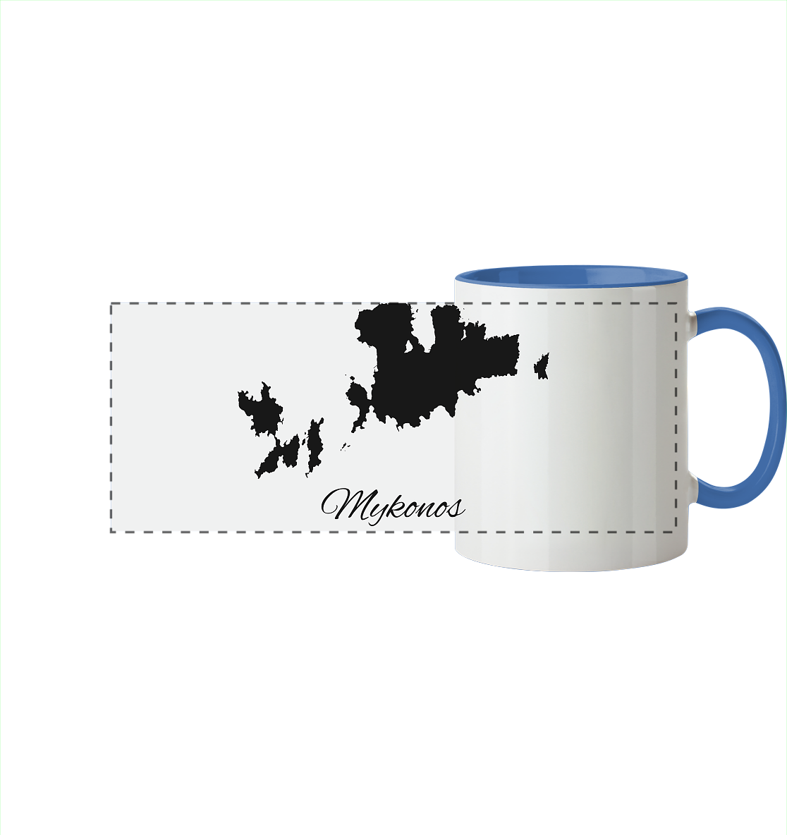 Mykonos Silhouette Griechenland - Panorama Tasse zweifarbig