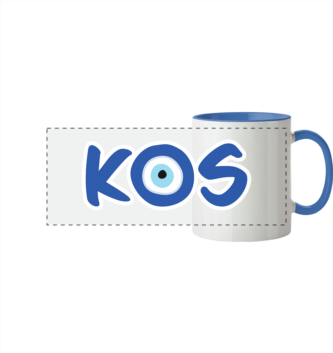 Kos - Mati/Nazar Auge - Panorama Tasse zweifarbig