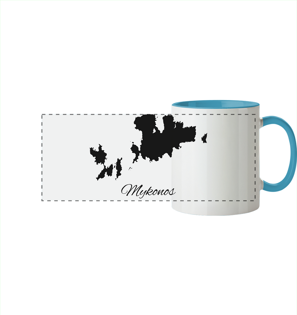 Mykonos Silhouette Griechenland - Panorama Tasse zweifarbig