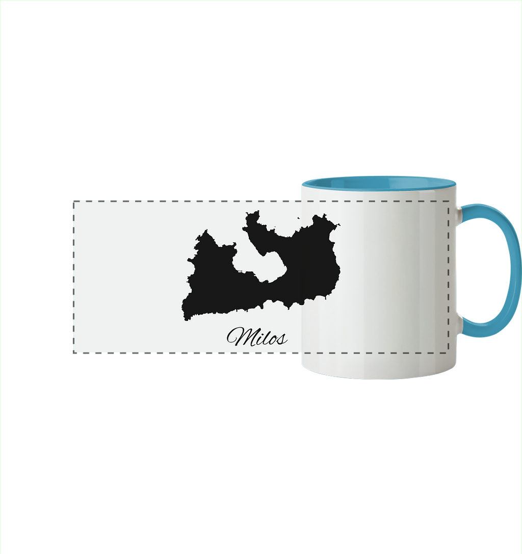 Milos Silhouette Griechenland - Panorama Tasse zweifarbig
