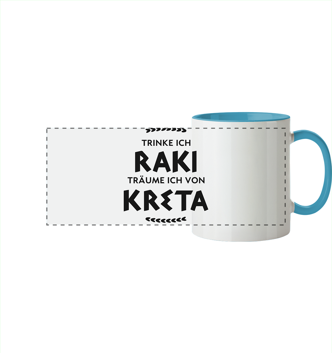 Trinke ich Raki träume ich von Kreta - Panorama Tasse zweifarbig
