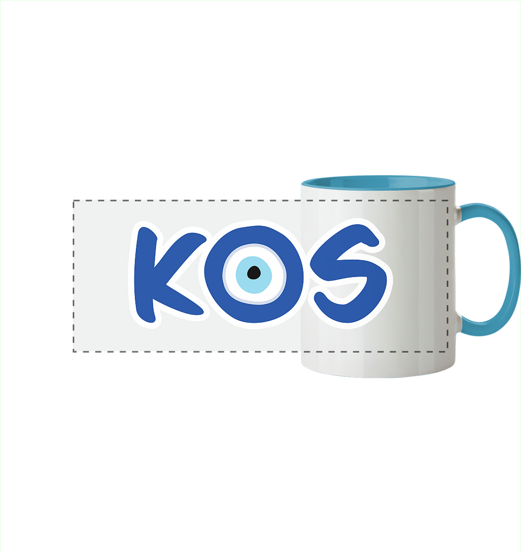 Kos - Mati/Nazar Auge - Panorama Tasse zweifarbig