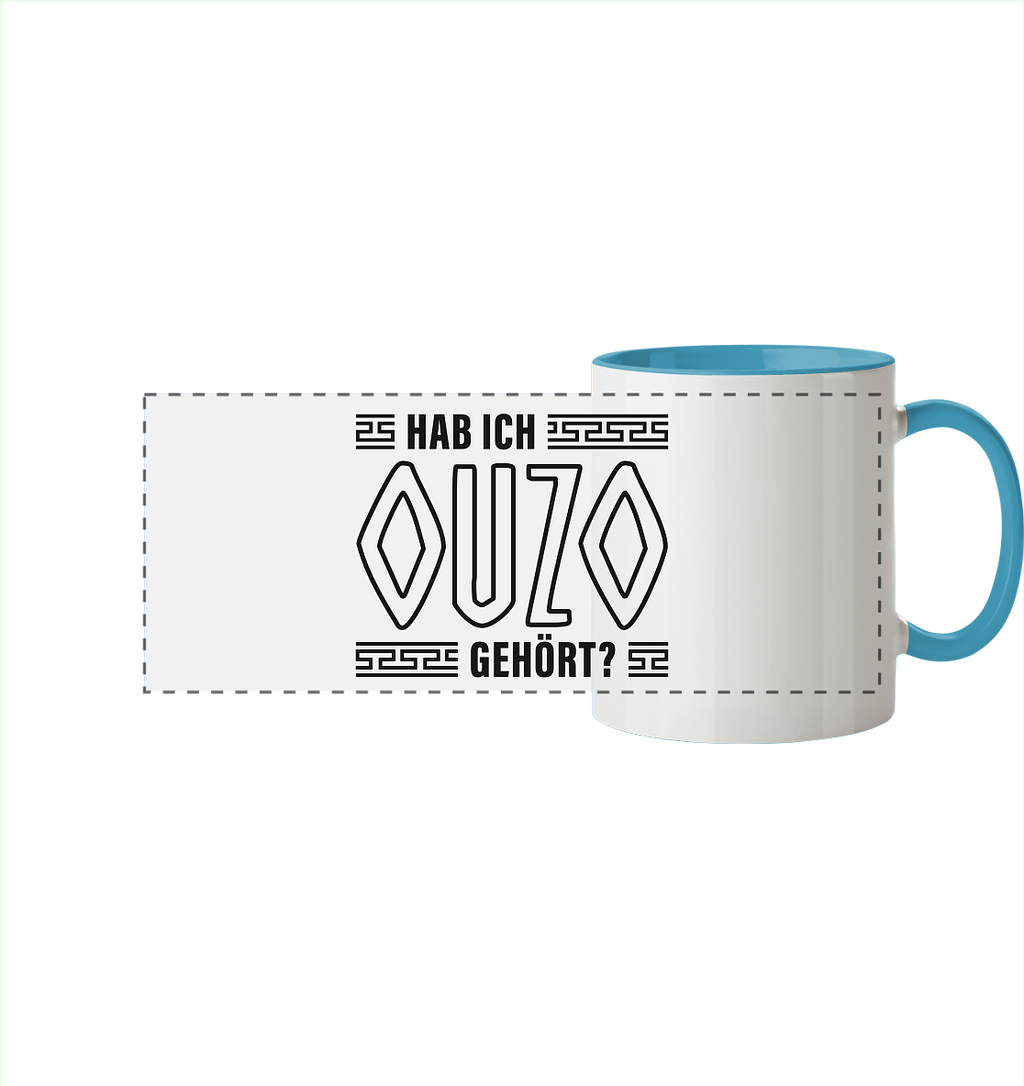 Hab ich Ouzo gehört? - Panorama Tasse zweifarbig