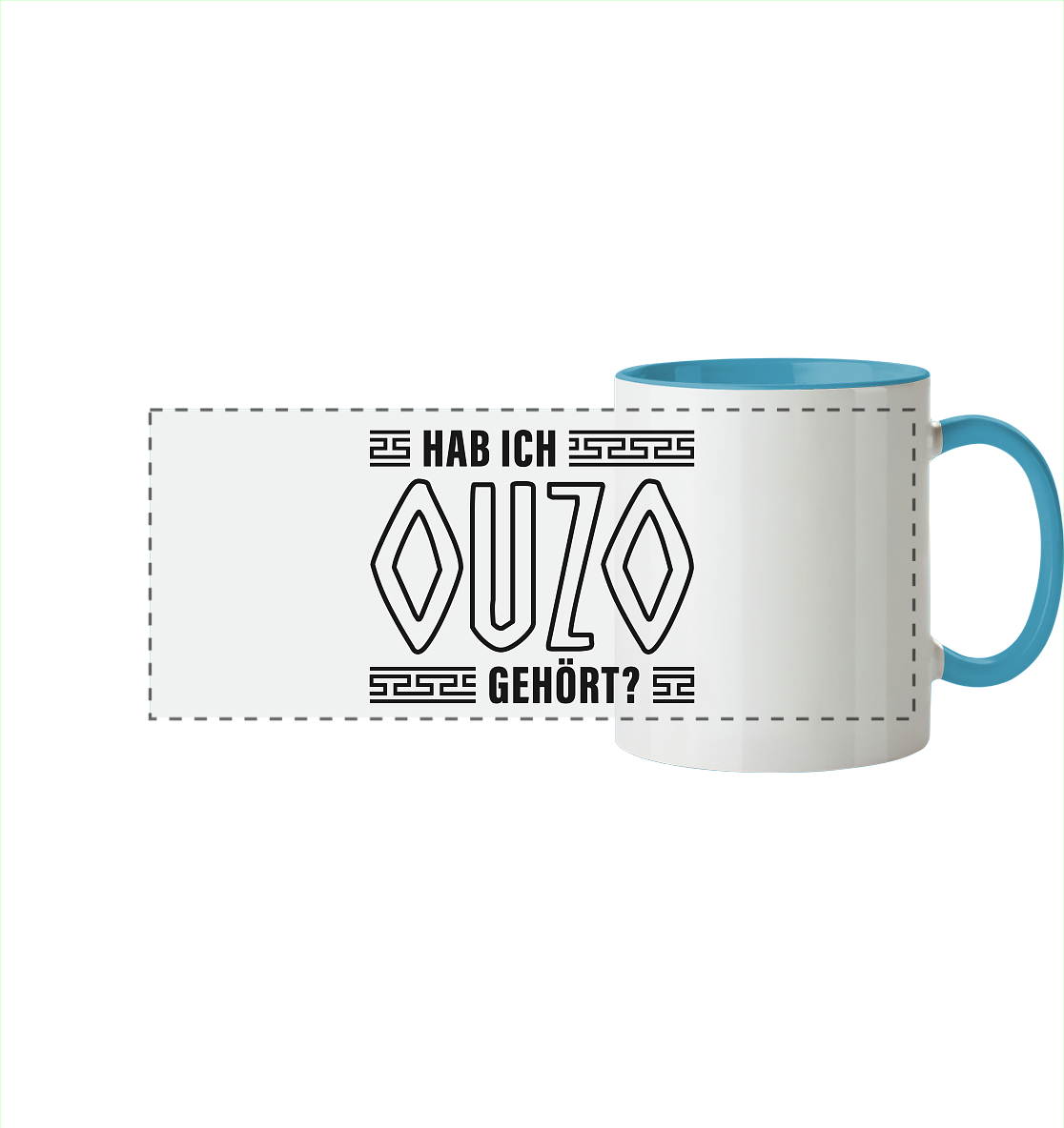 Hab ich Ouzo gehört? - Panorama Tasse zweifarbig