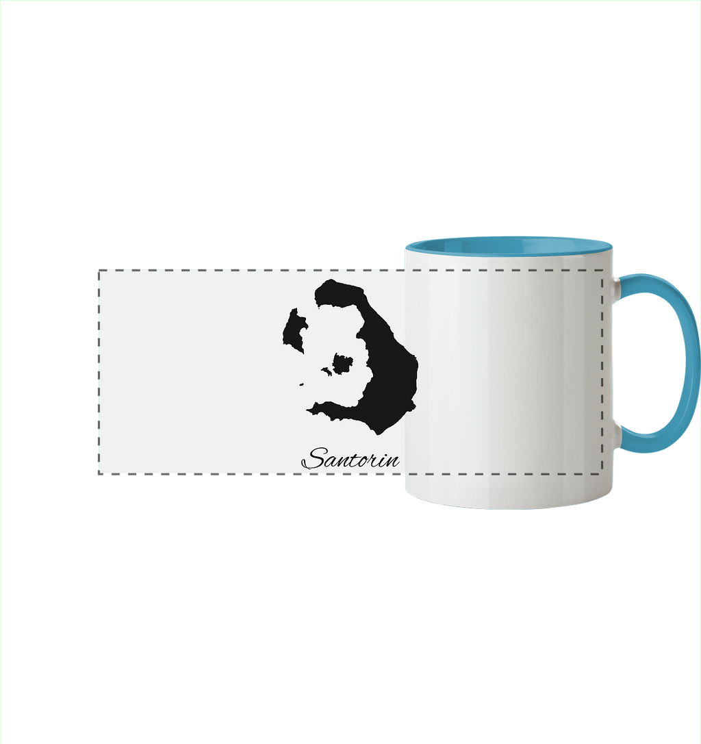 Santorin Silhouette Griechenland - Panorama Tasse zweifarbig