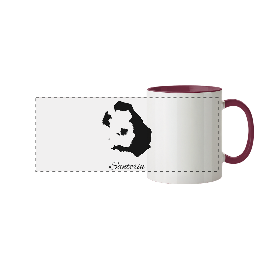 Santorin Silhouette Griechenland - Panorama Tasse zweifarbig