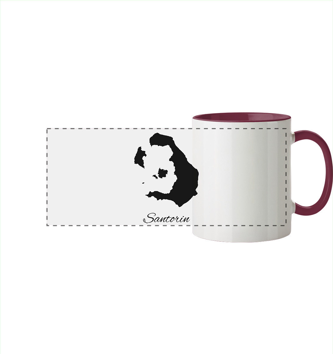Santorin Silhouette Griechenland - Panorama Tasse zweifarbig
