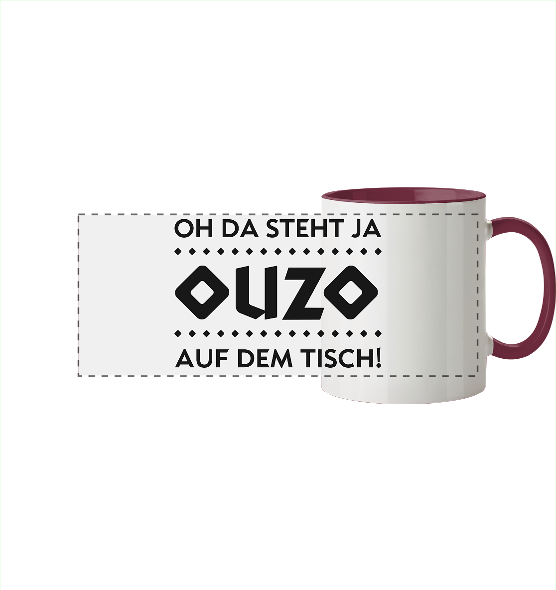Oh da steht ja Ouzo auf dem Tisch - Panorama Tasse zweifarbig