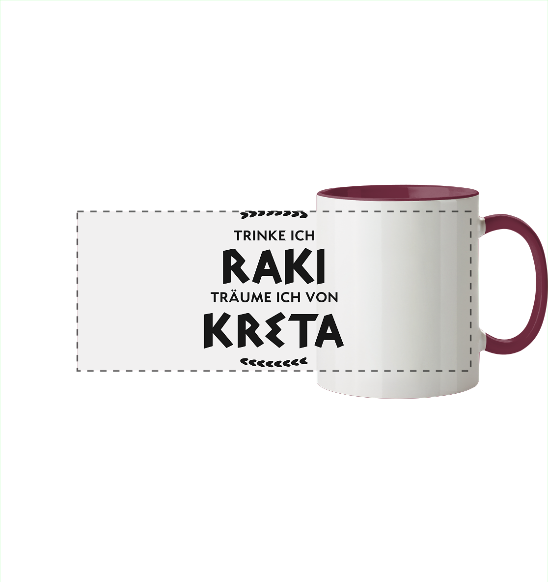 Trinke ich Raki träume ich von Kreta - Panorama Tasse zweifarbig