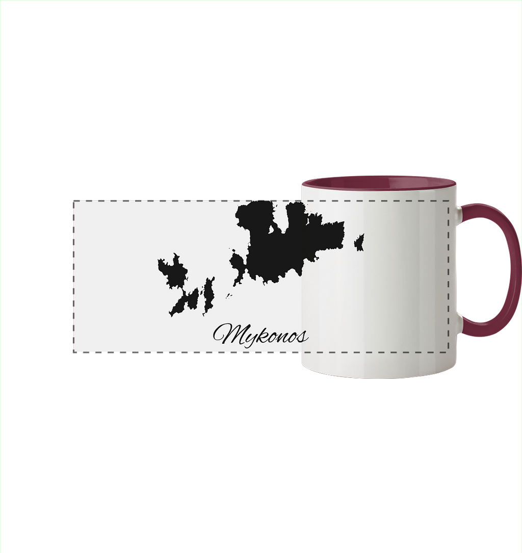 Mykonos Silhouette Griechenland - Panorama Tasse zweifarbig