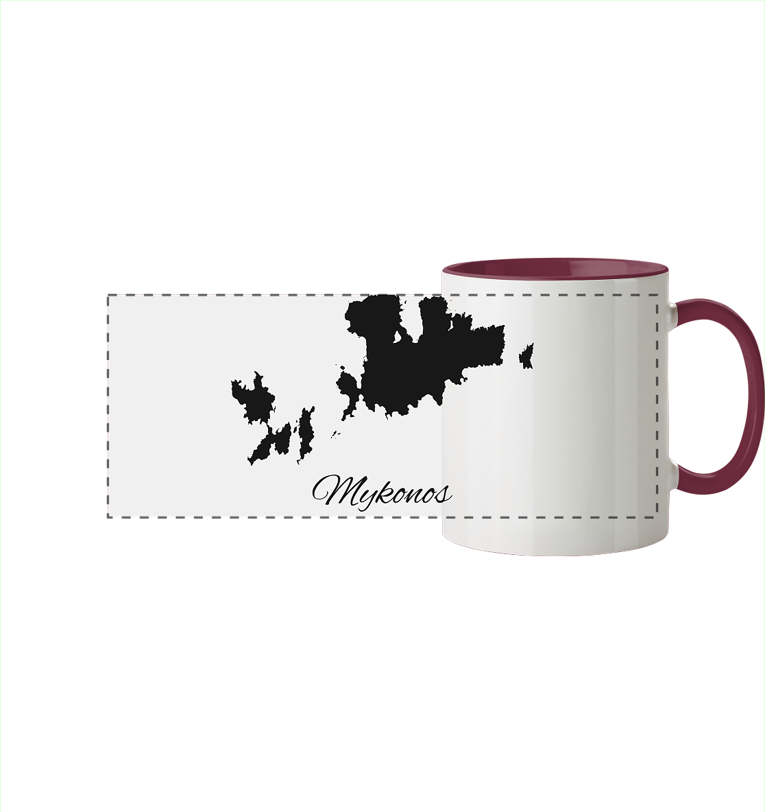 Mykonos Silhouette Griechenland - Panorama Tasse zweifarbig