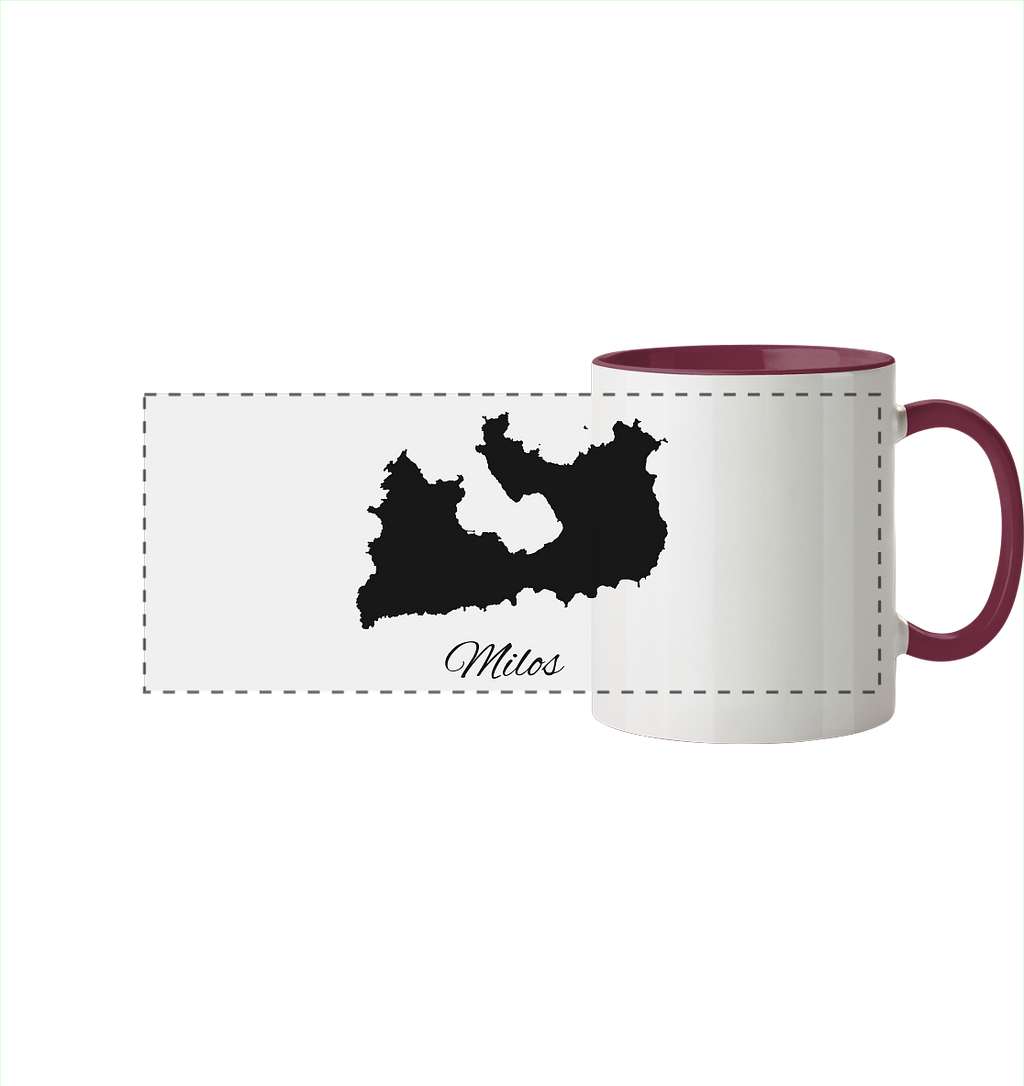 Milos Silhouette Griechenland - Panorama Tasse zweifarbig
