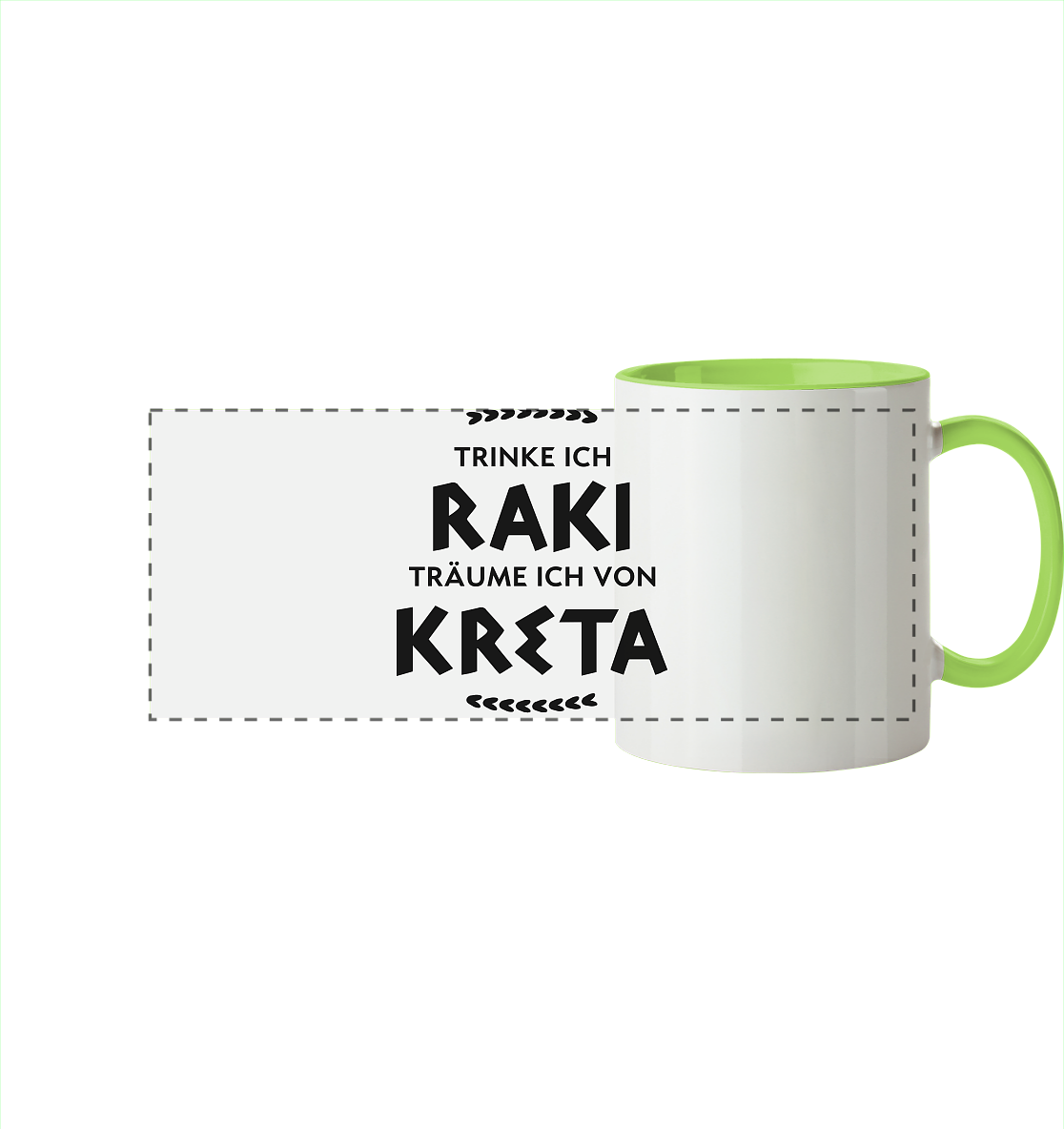 Trinke ich Raki träume ich von Kreta - Panorama Tasse zweifarbig