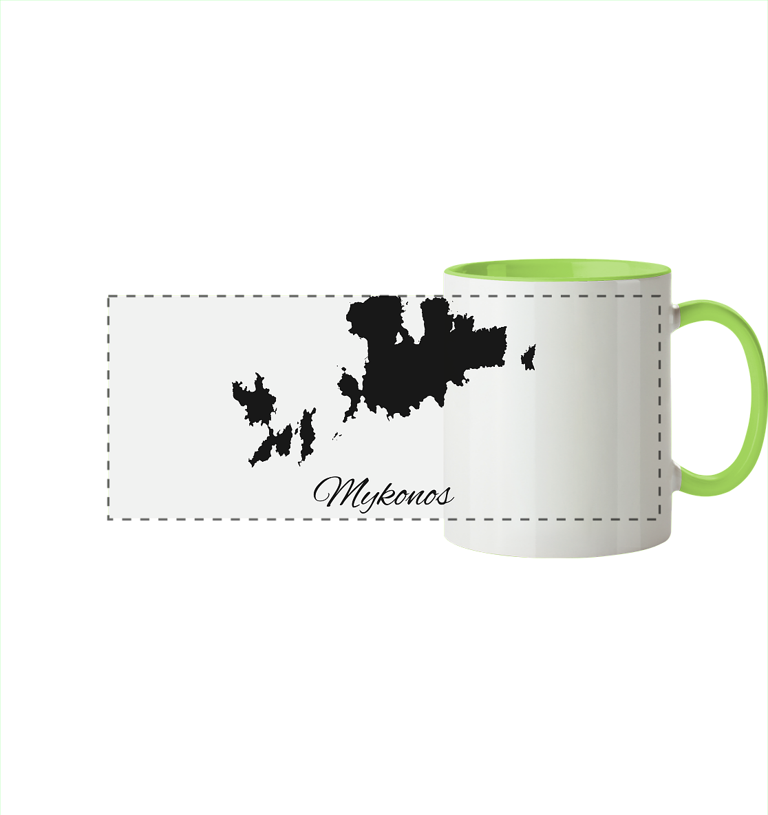 Mykonos Silhouette Griechenland - Panorama Tasse zweifarbig