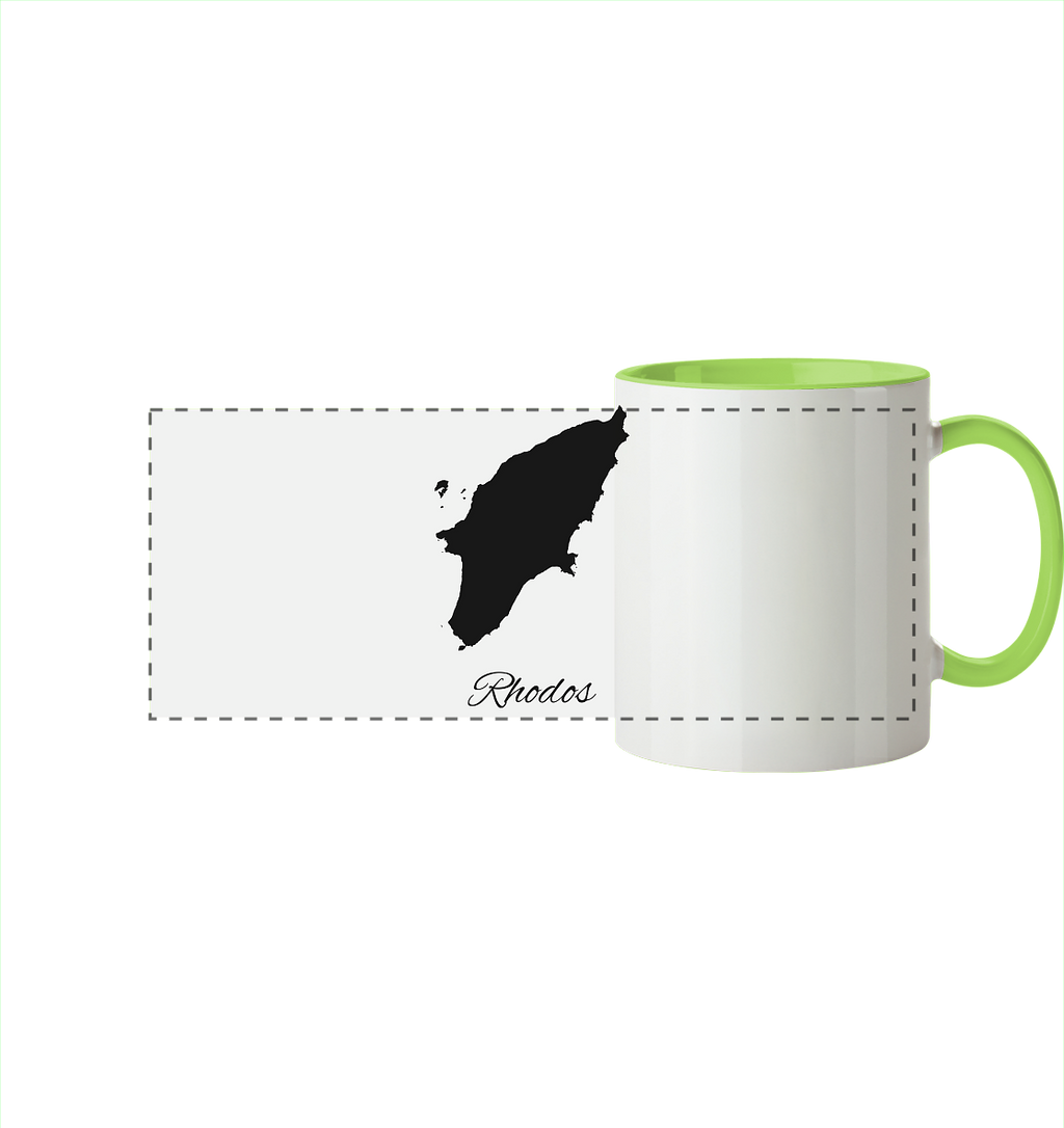 Rhodos Silhouette Griechenland - Panorama Tasse zweifarbig