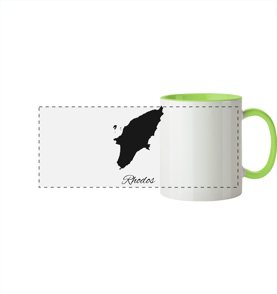 Rhodos Silhouette Griechenland - Panorama Tasse zweifarbig