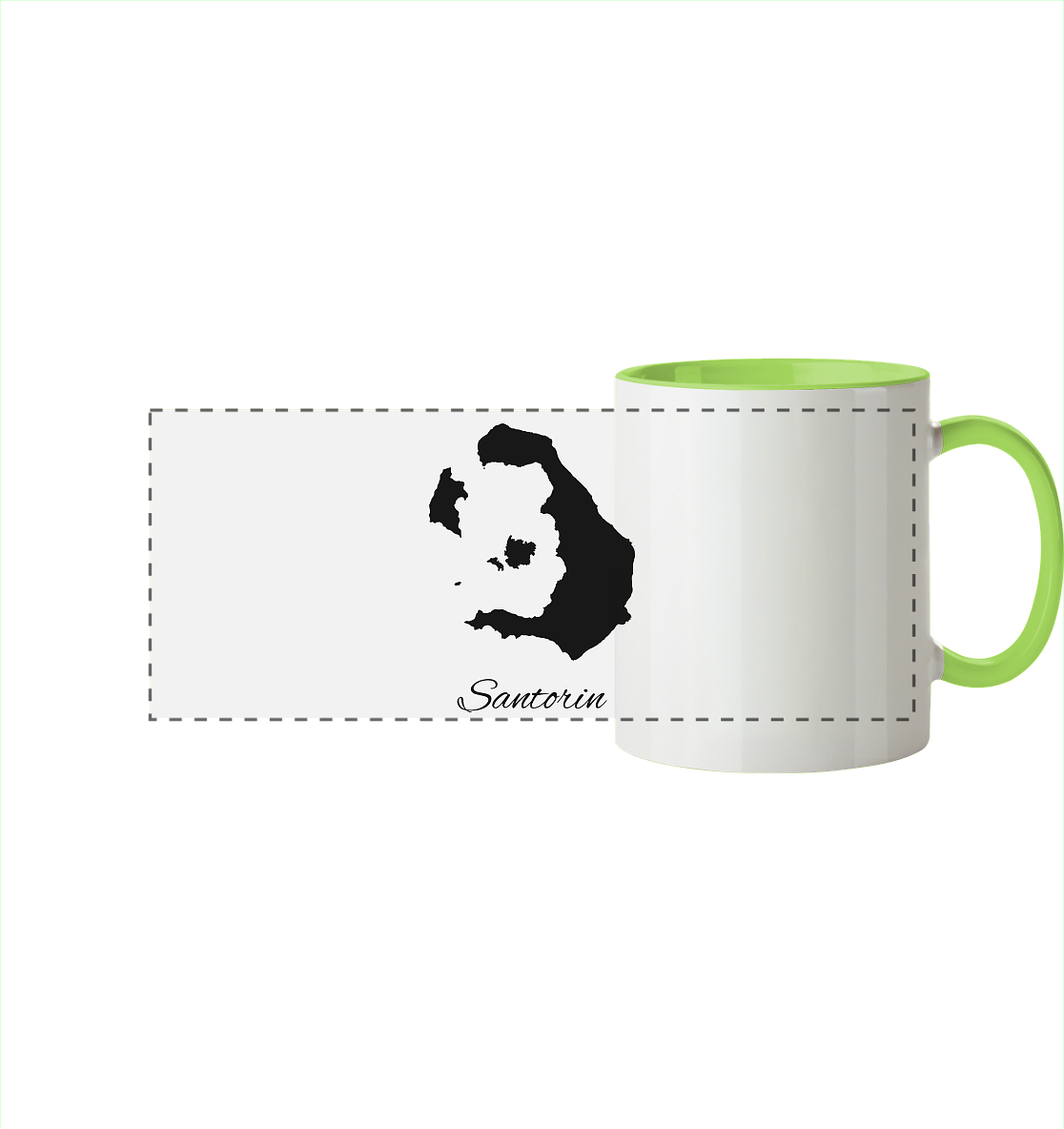Santorin Silhouette Griechenland - Panorama Tasse zweifarbig