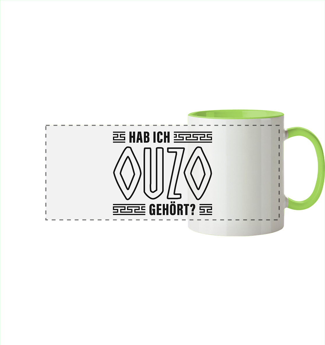 Hab ich Ouzo gehört? - Panorama Tasse zweifarbig