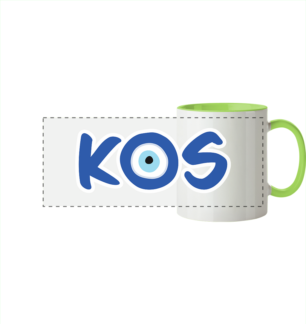 Kos - Mati/Nazar Auge - Panorama Tasse zweifarbig