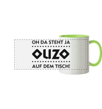 Oh da steht ja Ouzo auf dem Tisch - Panorama Tasse zweifarbig