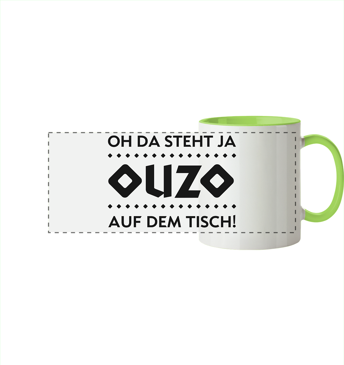 Oh da steht ja Ouzo auf dem Tisch - Panorama Tasse zweifarbig
