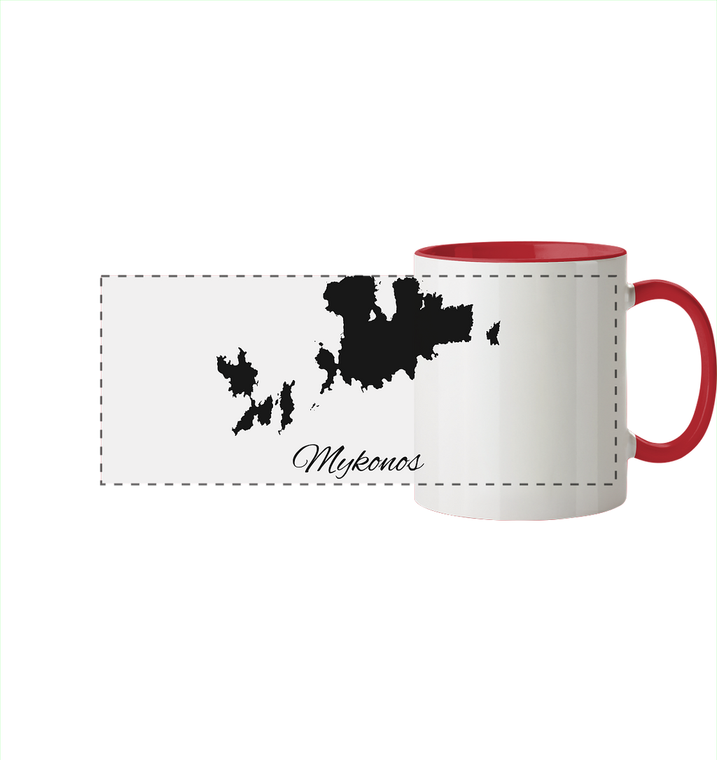 Mykonos Silhouette Griechenland - Panorama Tasse zweifarbig