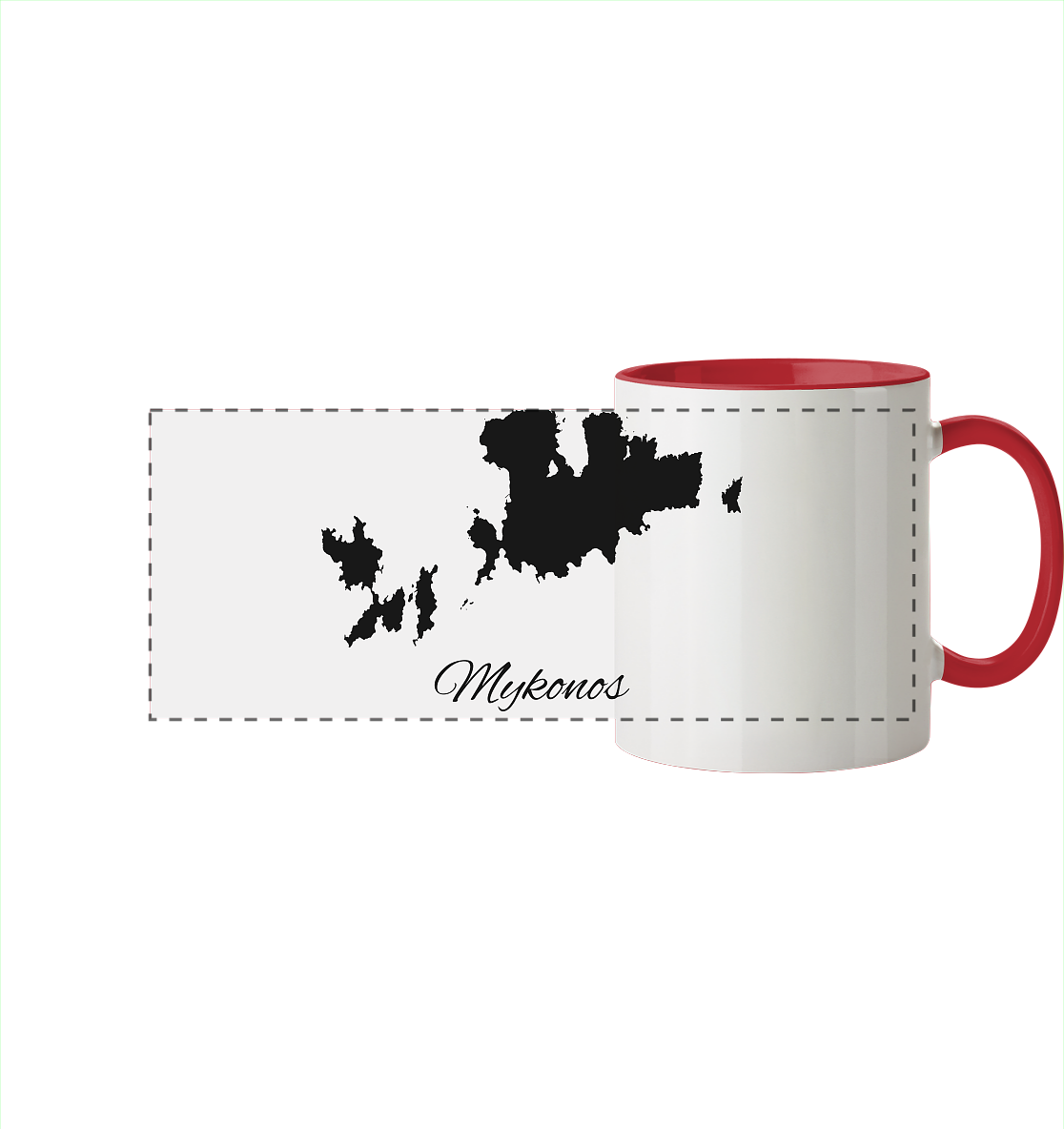 Mykonos Silhouette Griechenland - Panorama Tasse zweifarbig