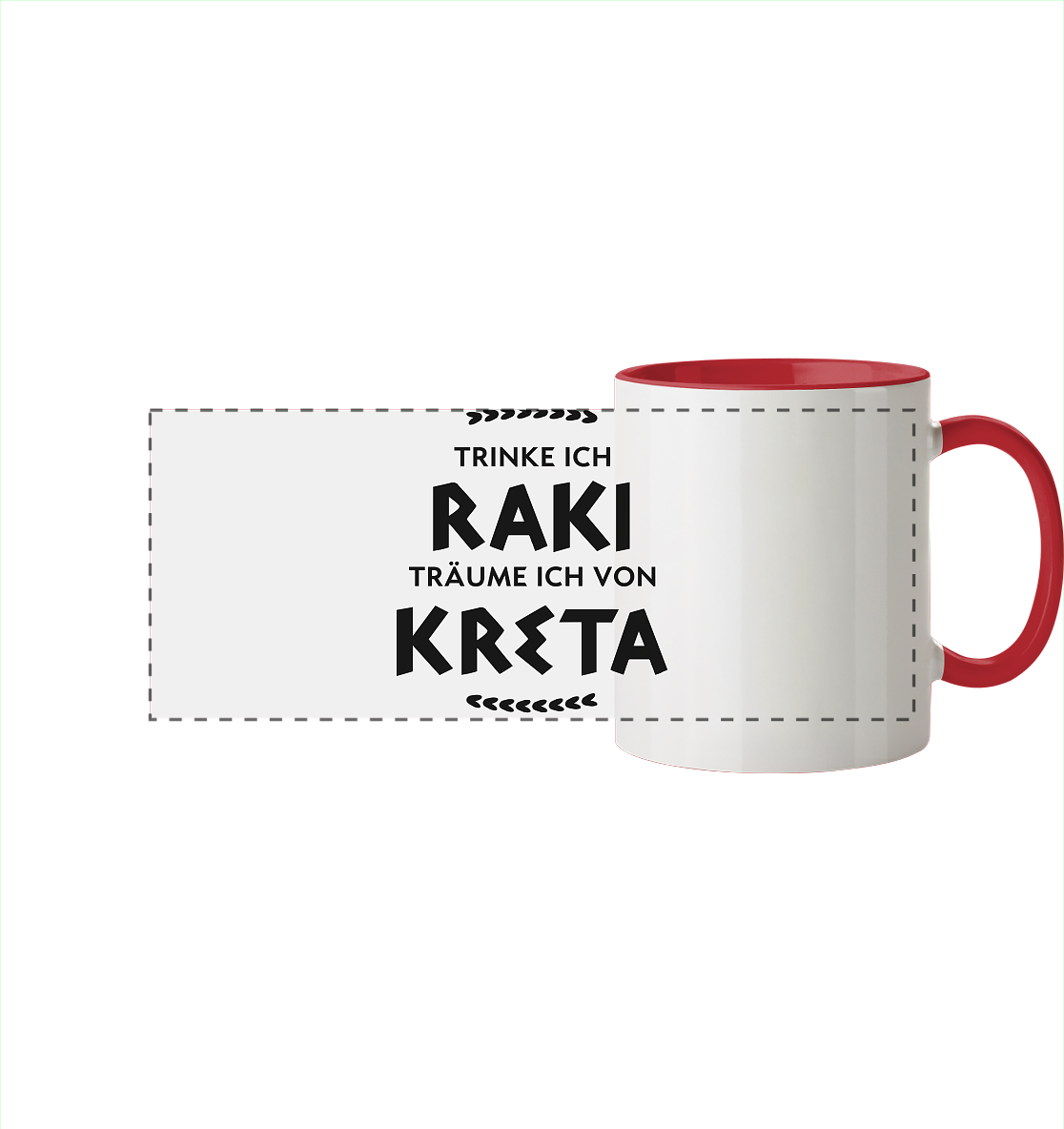 Trinke ich Raki träume ich von Kreta - Panorama Tasse zweifarbig