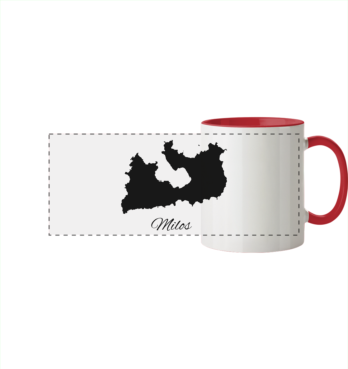 Milos Silhouette Griechenland - Panorama Tasse zweifarbig