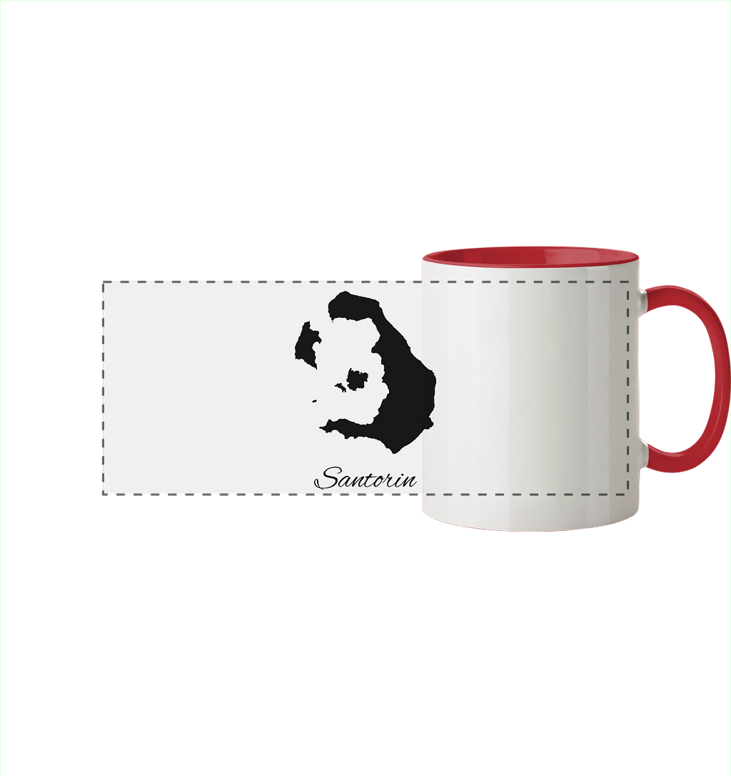 Santorin Silhouette Griechenland - Panorama Tasse zweifarbig