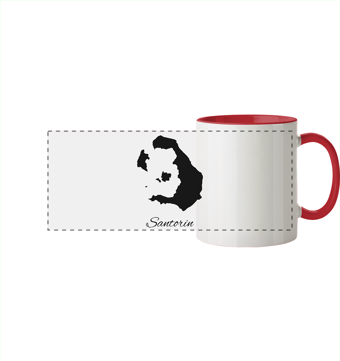 Santorin Silhouette Griechenland - Panorama Tasse zweifarbig