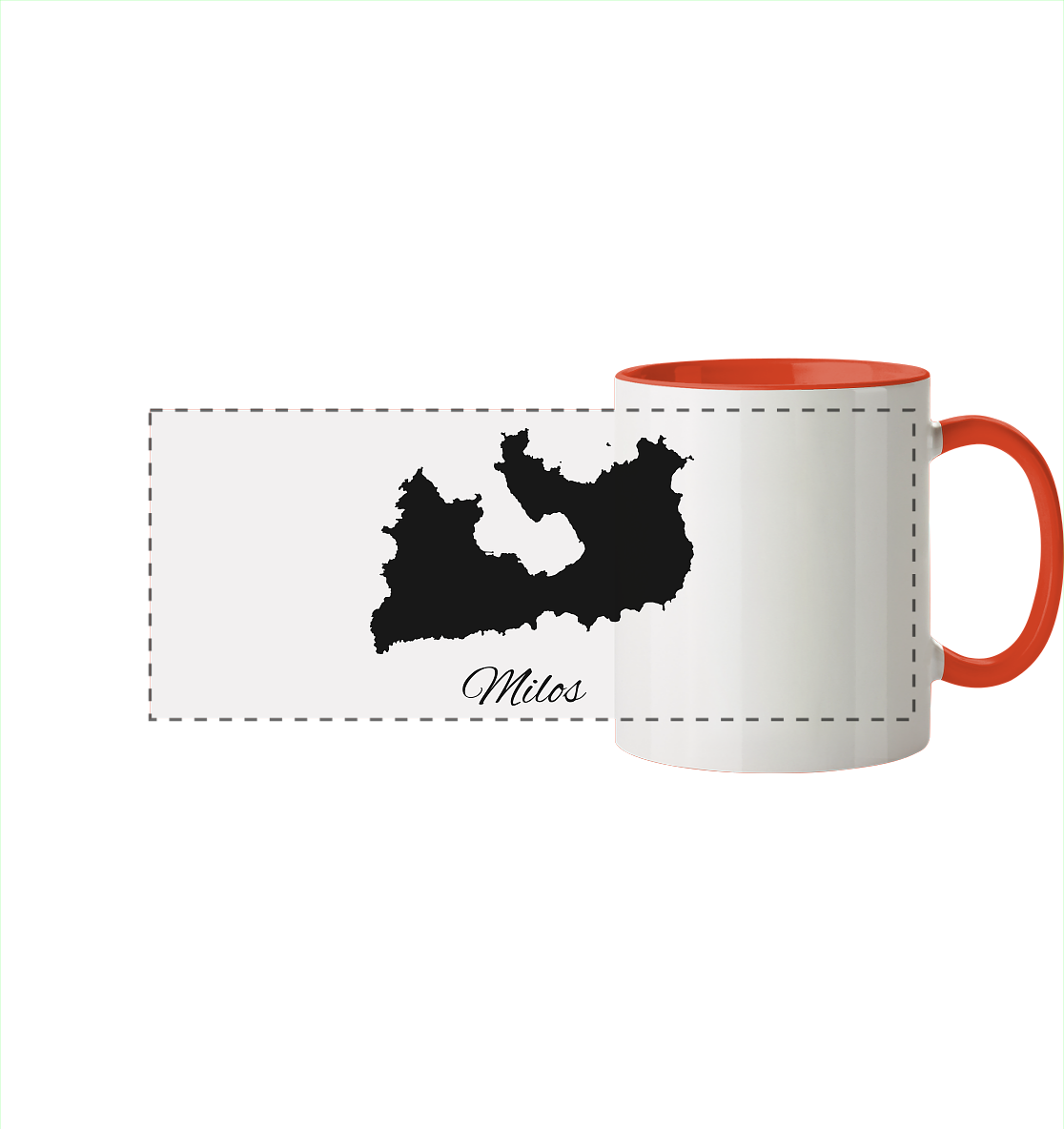 Milos Silhouette Griechenland - Panorama Tasse zweifarbig