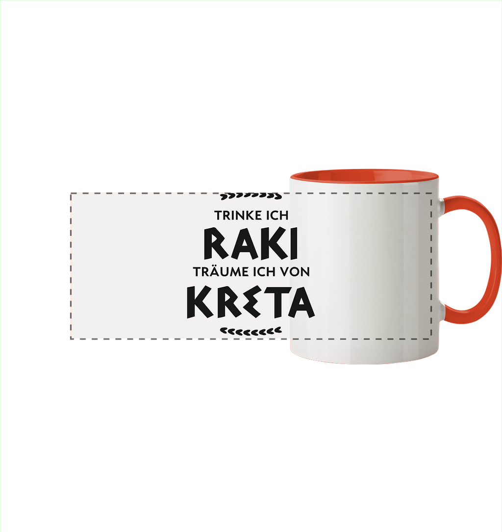 Trinke ich Raki träume ich von Kreta - Panorama Tasse zweifarbig