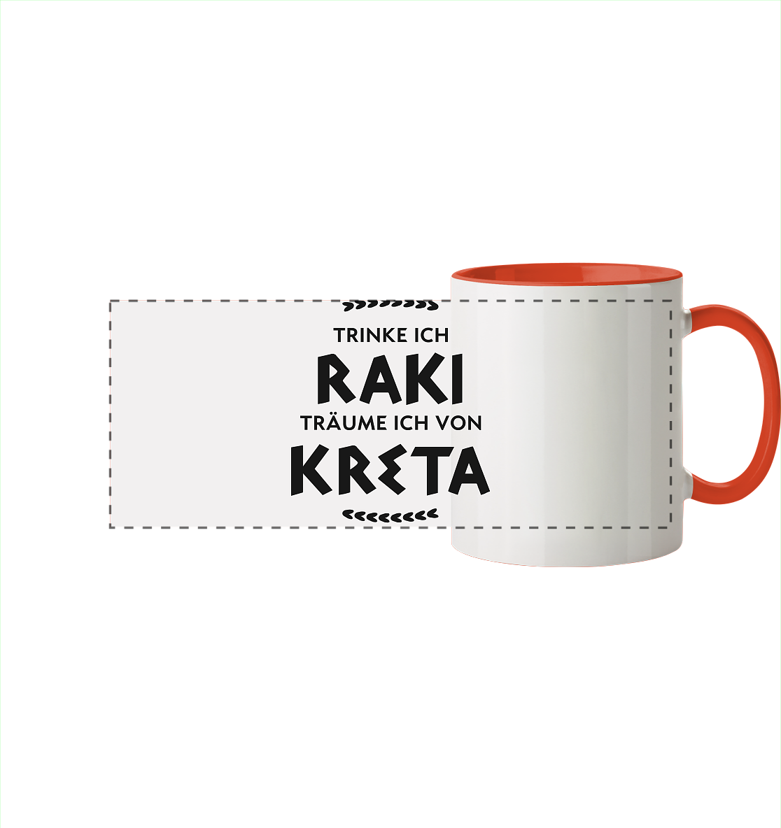 Trinke ich Raki träume ich von Kreta - Panorama Tasse zweifarbig