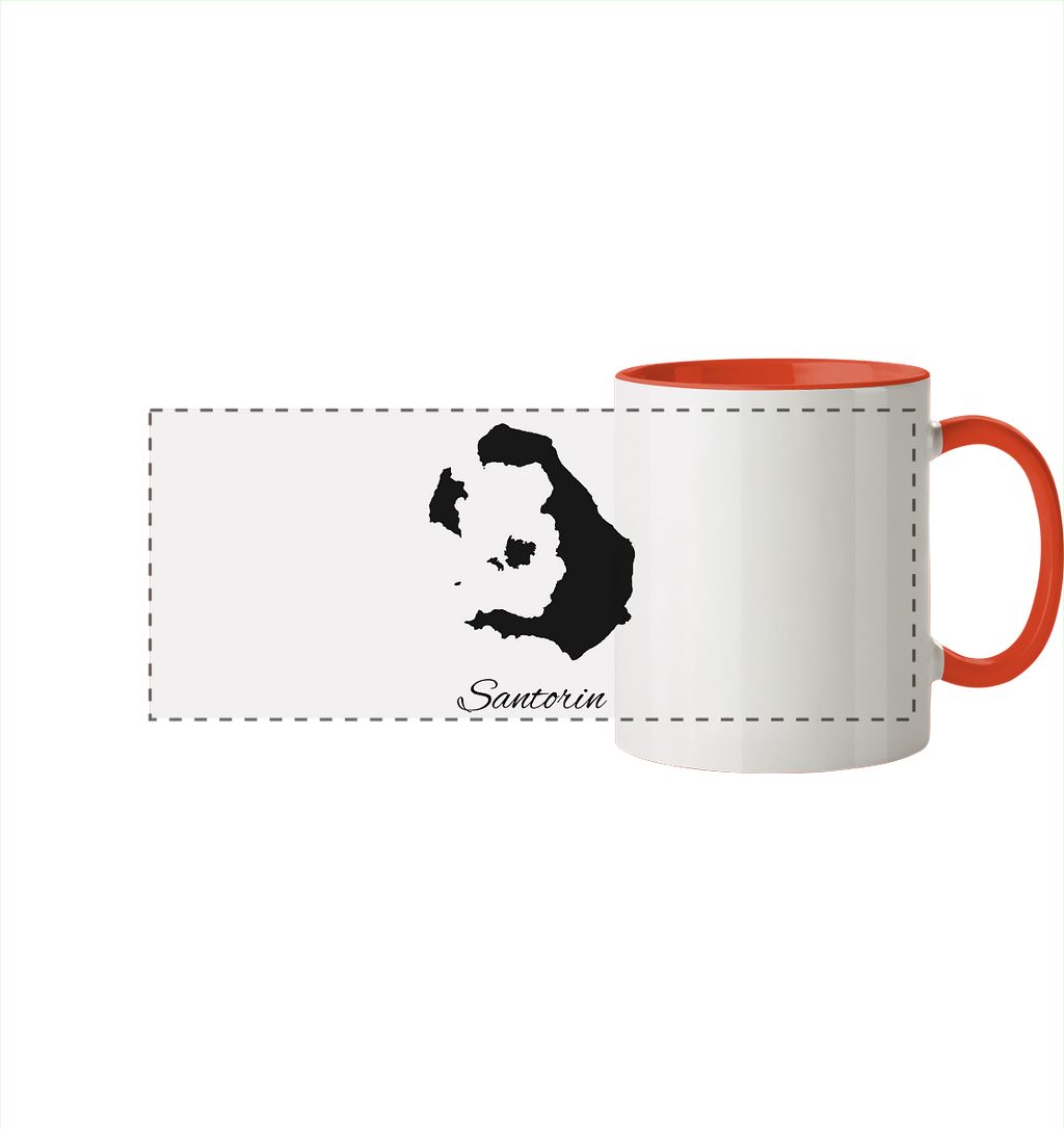 Santorin Silhouette Griechenland - Panorama Tasse zweifarbig