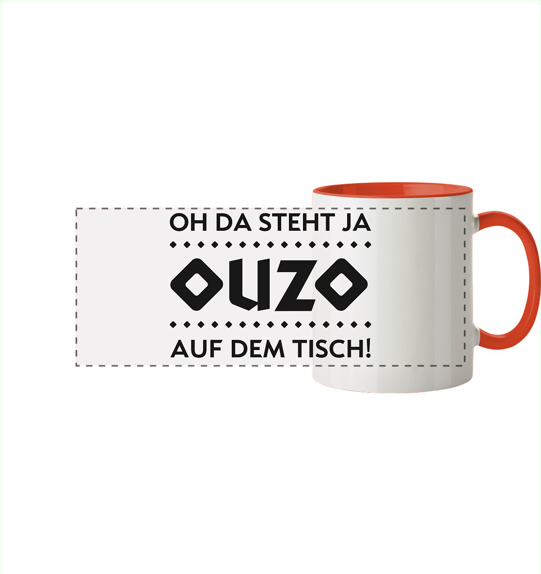 Oh da steht ja Ouzo auf dem Tisch - Panorama Tasse zweifarbig