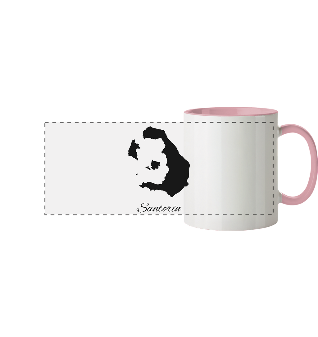 Santorin Silhouette Griechenland - Panorama Tasse zweifarbig