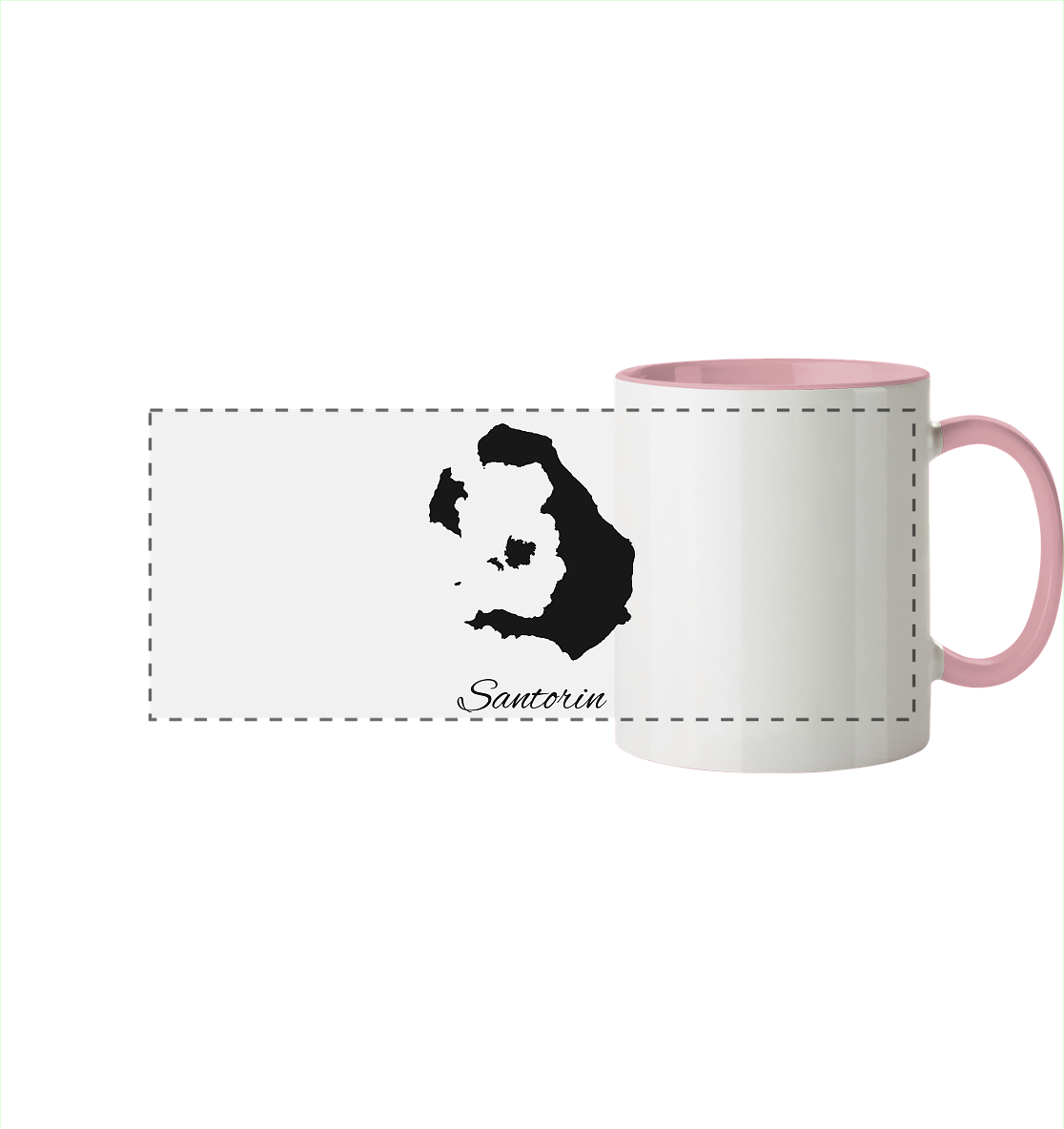 Santorin Silhouette Griechenland - Panorama Tasse zweifarbig