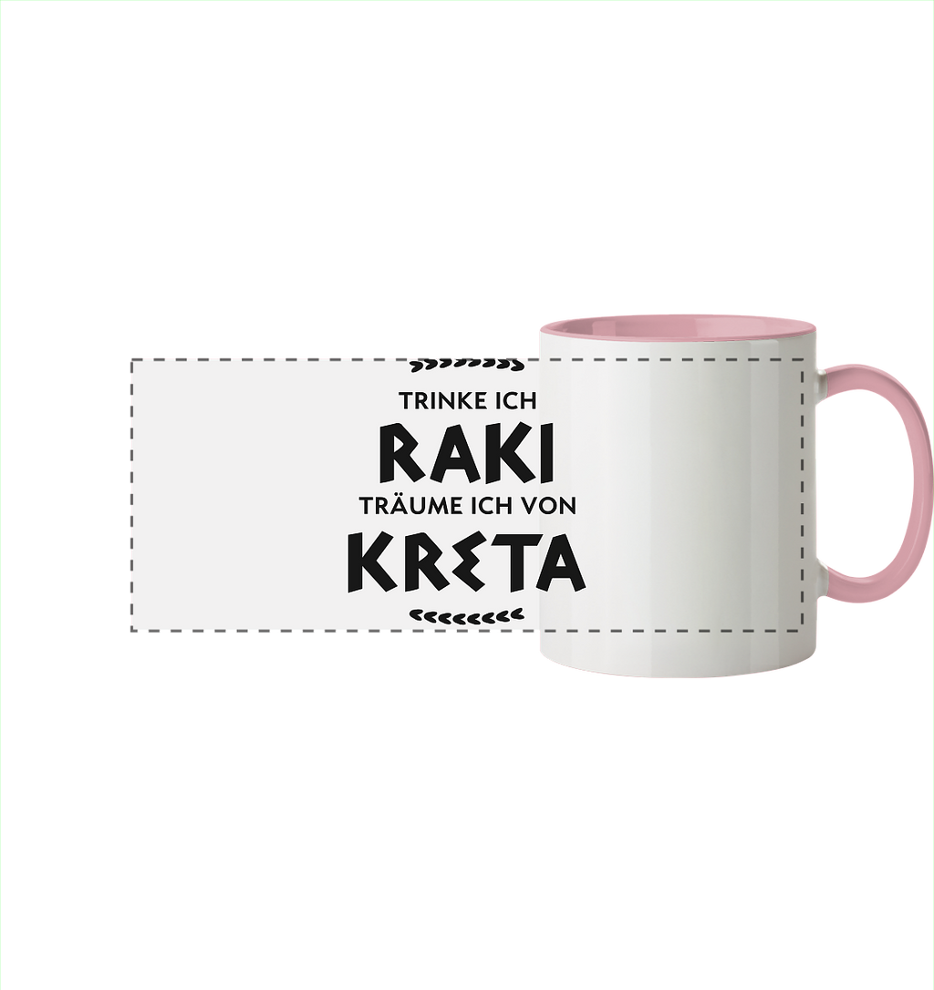 Trinke ich Raki träume ich von Kreta - Panorama Tasse zweifarbig