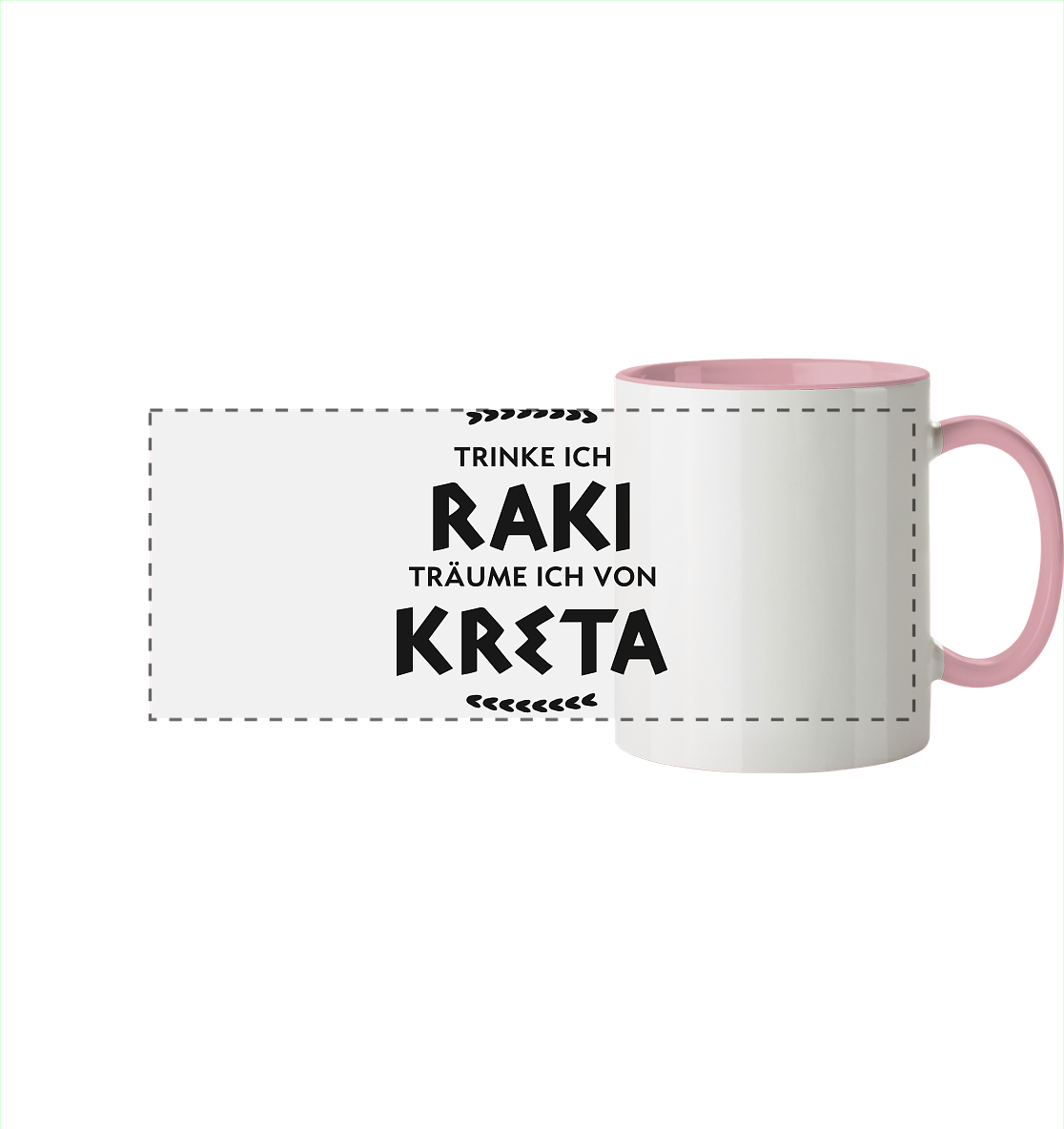 Trinke ich Raki träume ich von Kreta - Panorama Tasse zweifarbig
