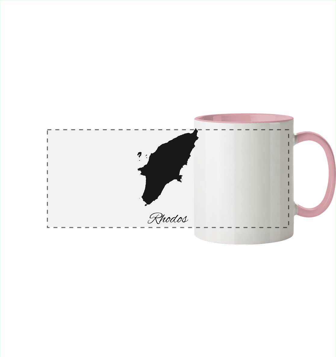 Rhodos Silhouette Griechenland - Panorama Tasse zweifarbig