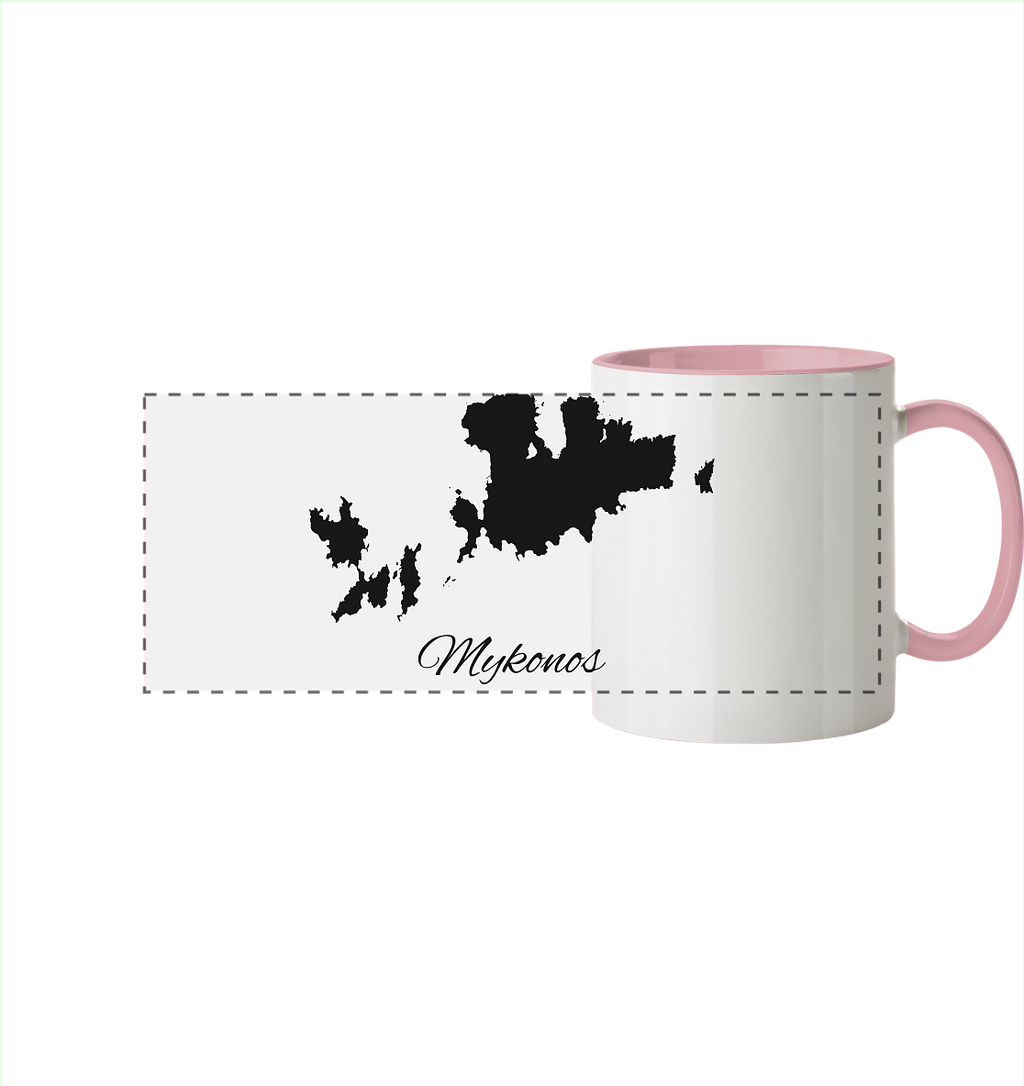 Mykonos Silhouette Griechenland - Panorama Tasse zweifarbig