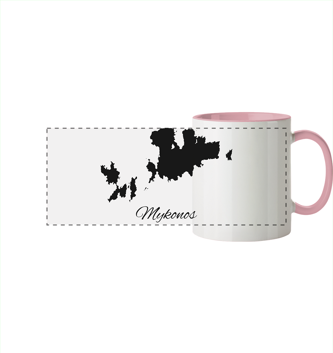 Mykonos Silhouette Griechenland - Panorama Tasse zweifarbig