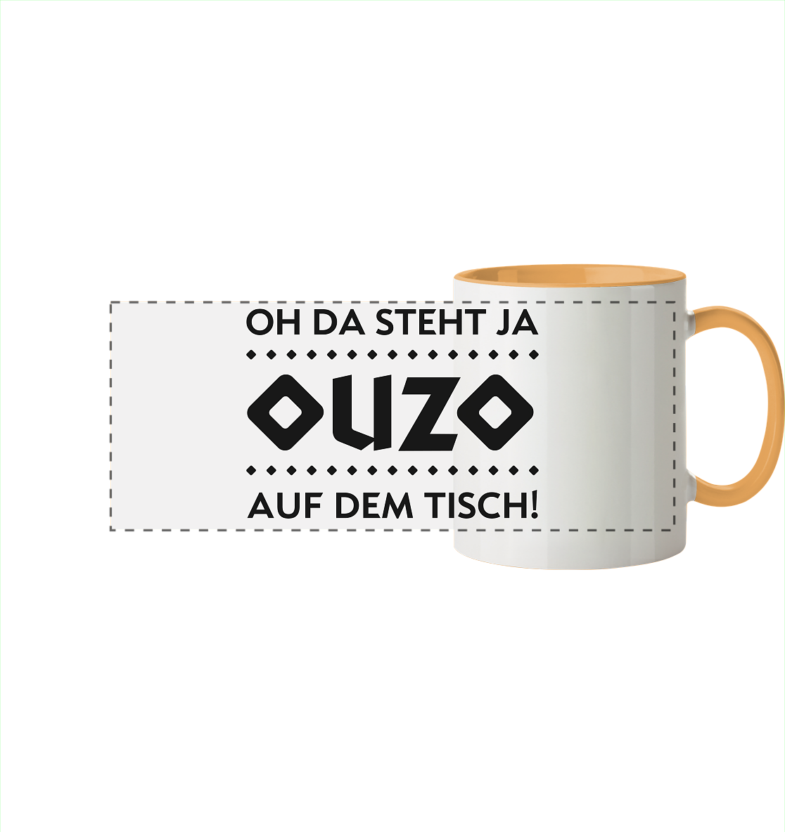 Oh da steht ja Ouzo auf dem Tisch - Panorama Tasse zweifarbig