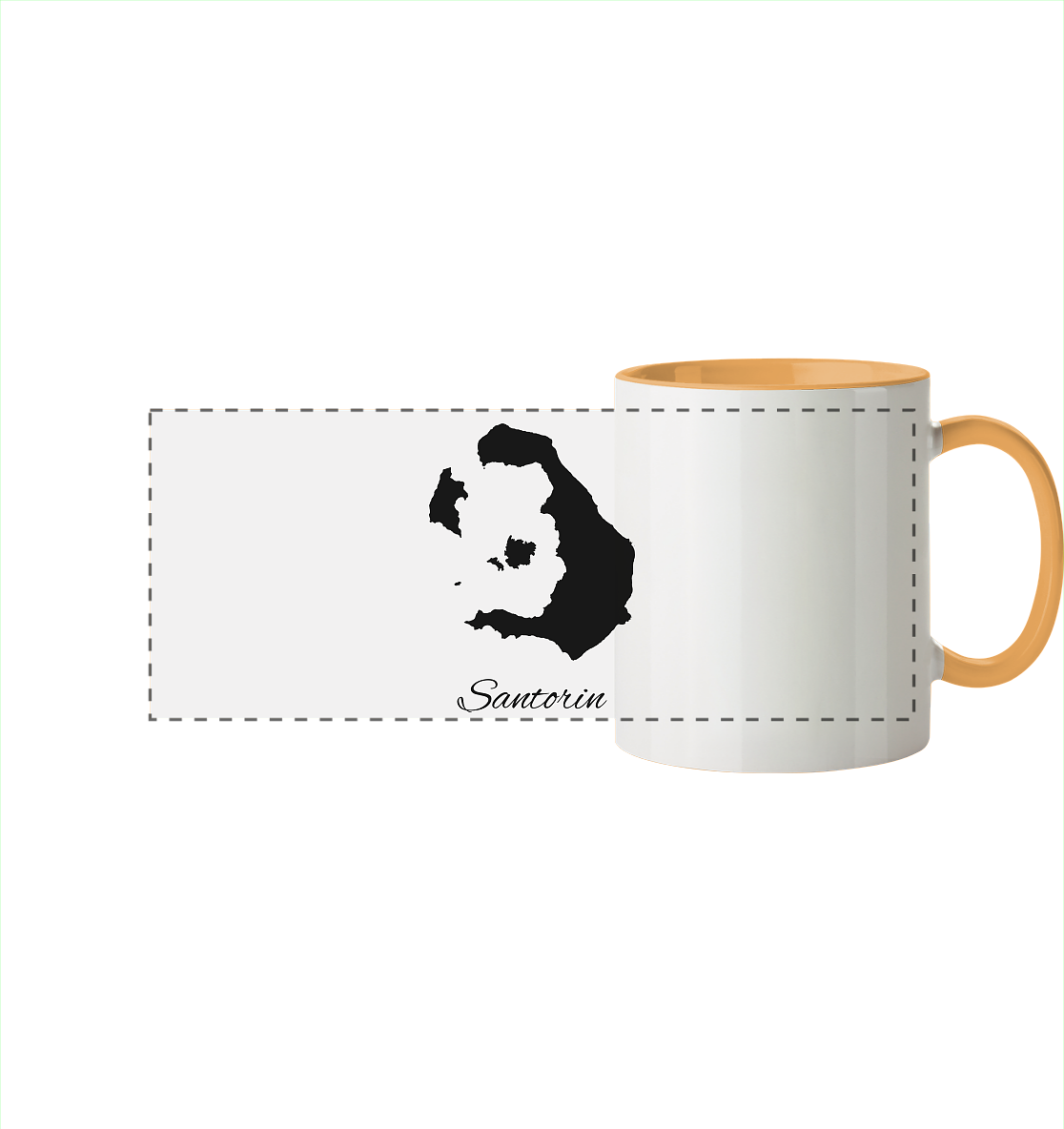 Santorin Silhouette Griechenland - Panorama Tasse zweifarbig