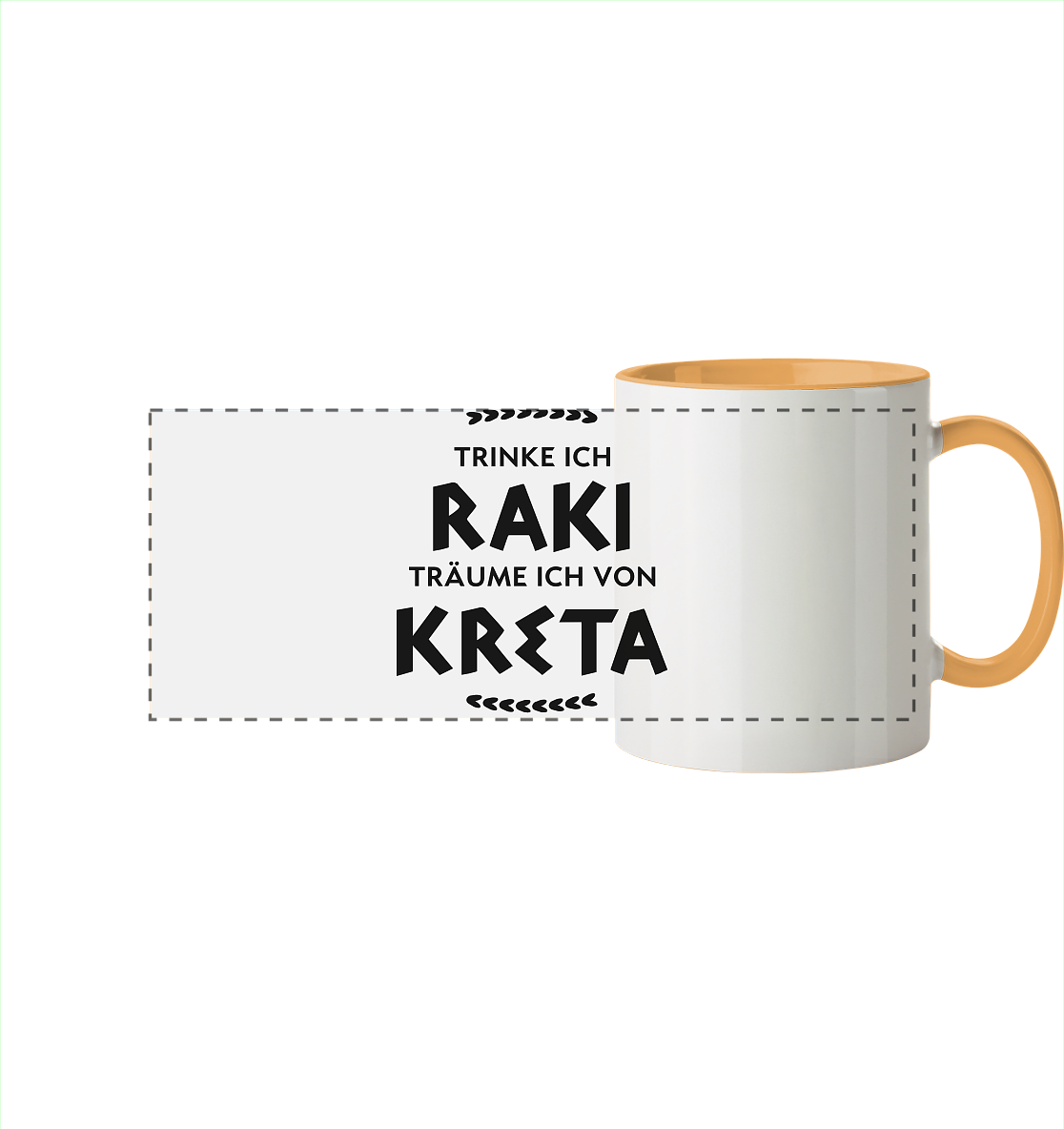 Trinke ich Raki träume ich von Kreta - Panorama Tasse zweifarbig