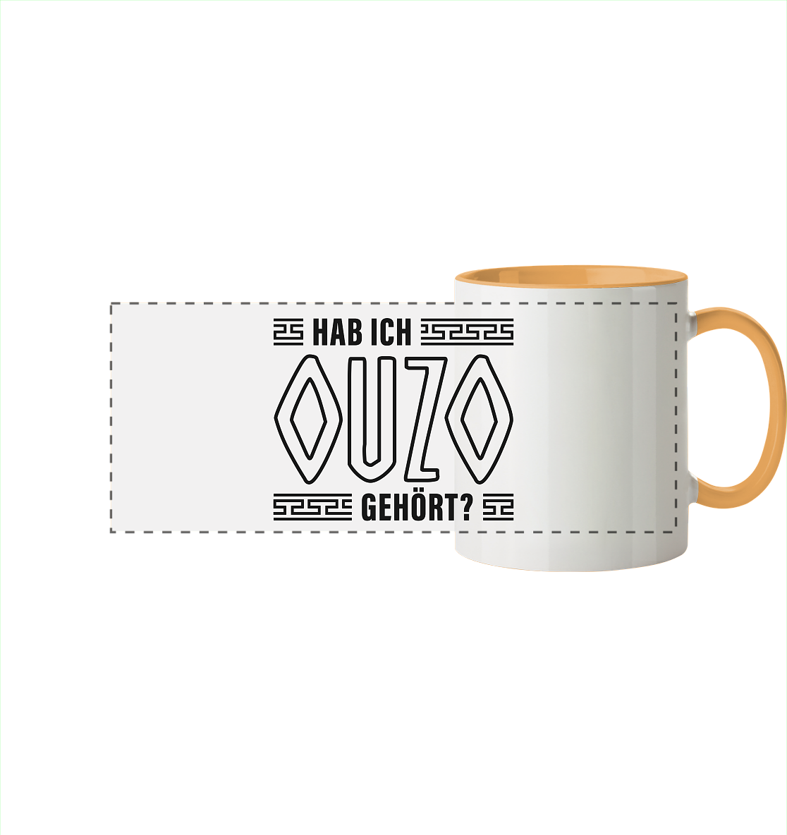Hab ich Ouzo gehört? - Panorama Tasse zweifarbig