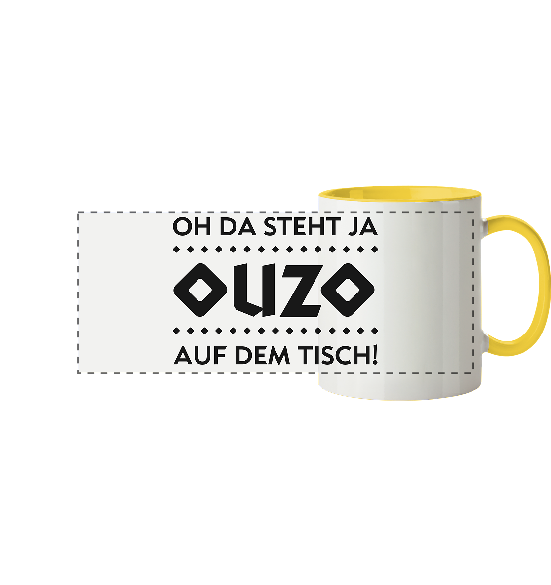 Oh da steht ja Ouzo auf dem Tisch - Panorama Tasse zweifarbig